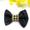 Leather mustard houndstooth collar & bow tie