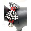 Red leather houndstooth collar & bow tie