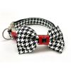 Red leather houndstooth collar & bow tie