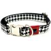 Red leather houndstooth collar & bow tie