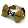 Mustard houndstooth collar & bow tie