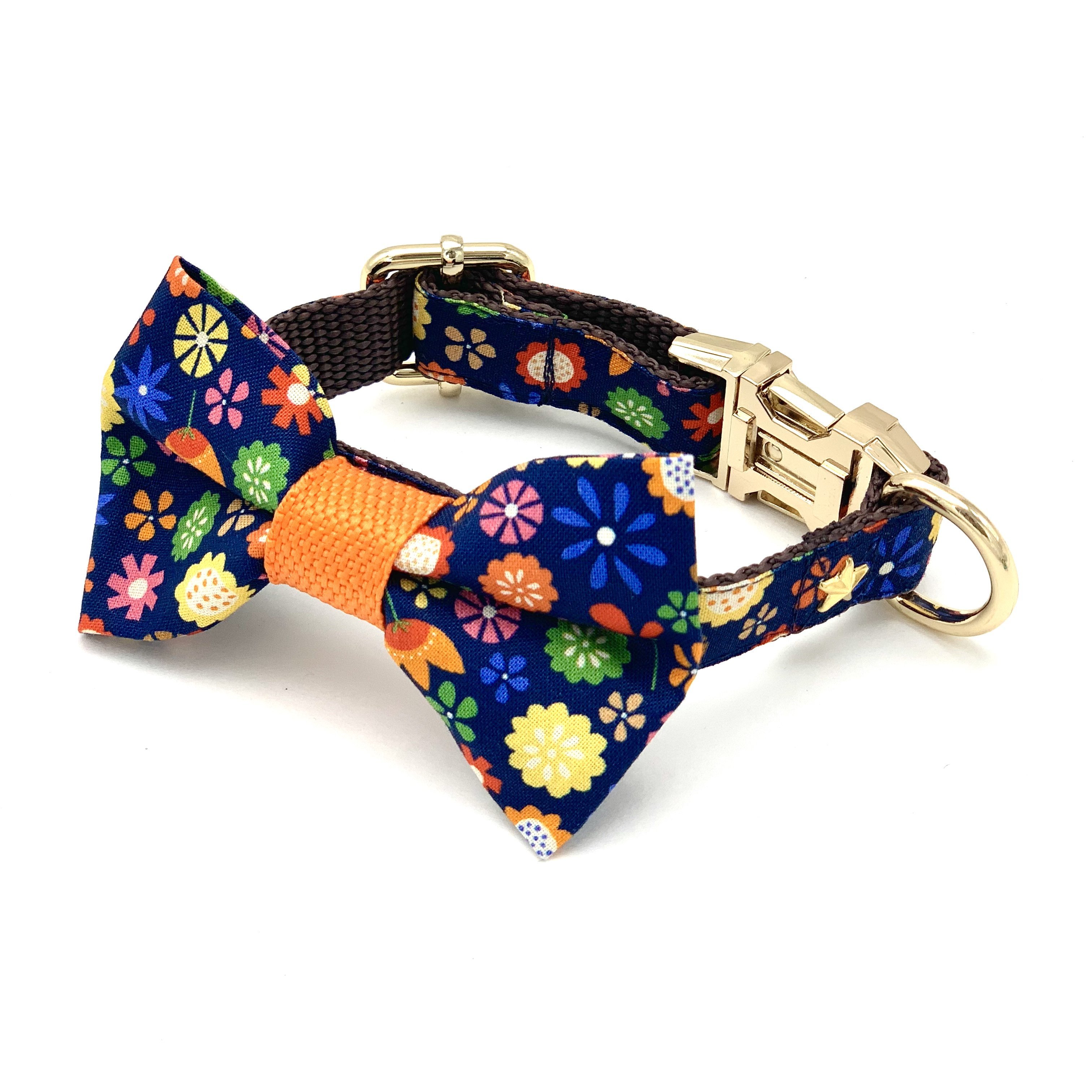 Floral dog collar & bow tie set