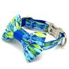 Blue neon dog collar & bow tie set