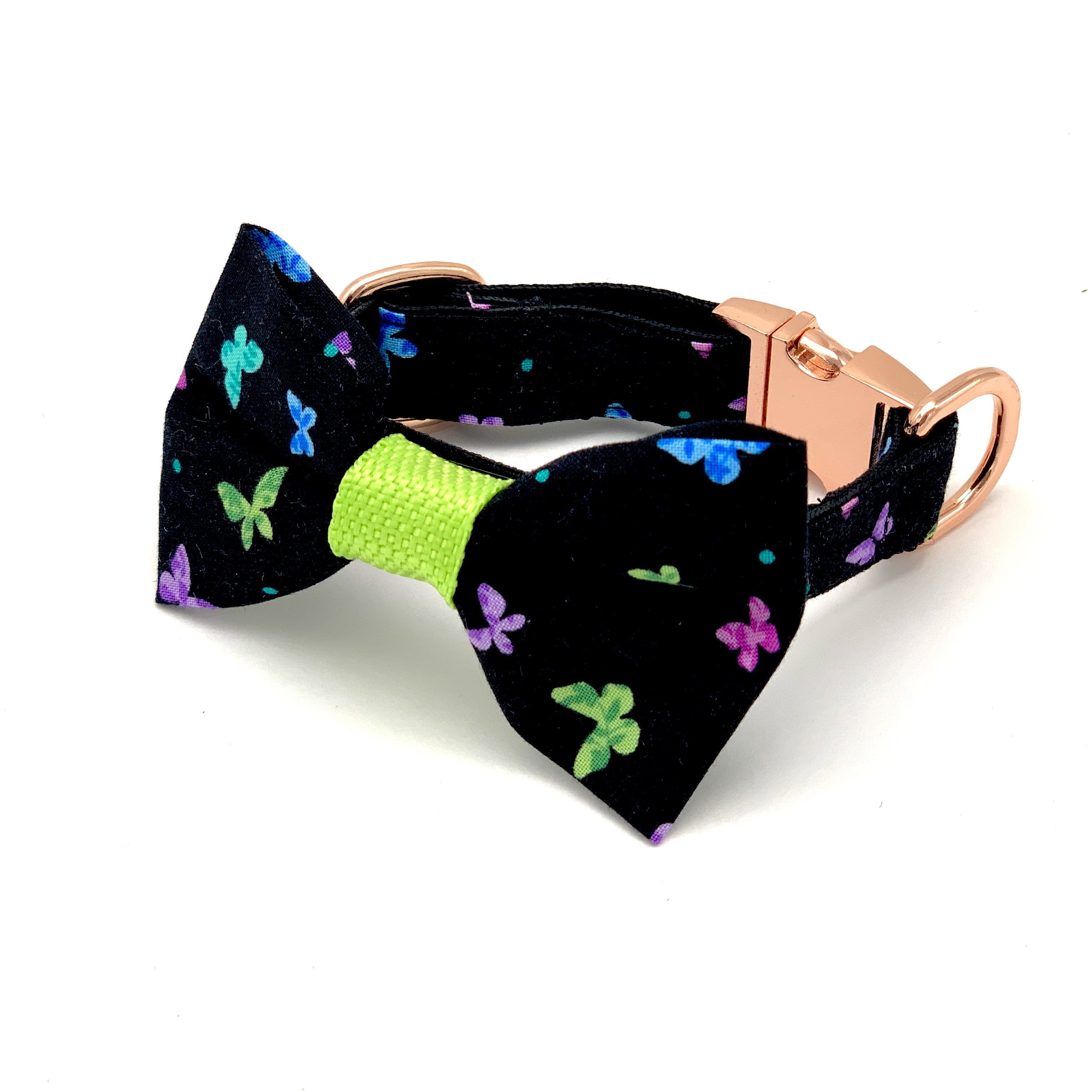 Butterflies dog collar & bow tie set