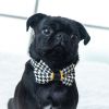 Houndstooth mustard leather accent collar & bow tie