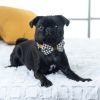 Houndstooth mustard leather accent collar & bow tie