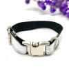 Suede and silver dog collar & bow tie set