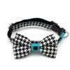 Turquoise houndstooth collar & bow tie set
